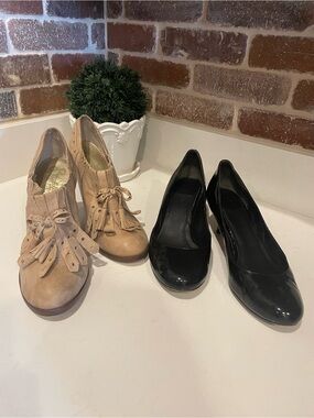 Cole Haan Black Patent Pumps & Seychelles Tan Suede Tassel Heels
